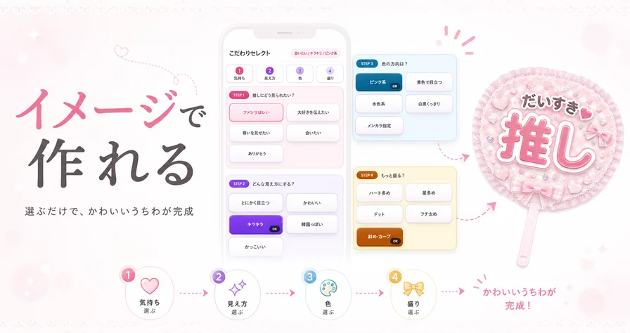 イメージを選んでAIうちわ文字を作る流れ