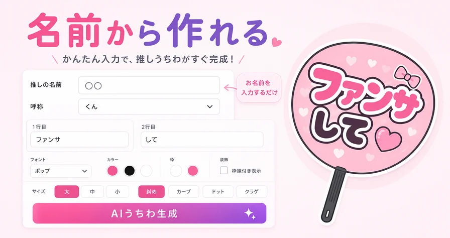 推しの名前を入力してAIうちわ文字を作る流れ