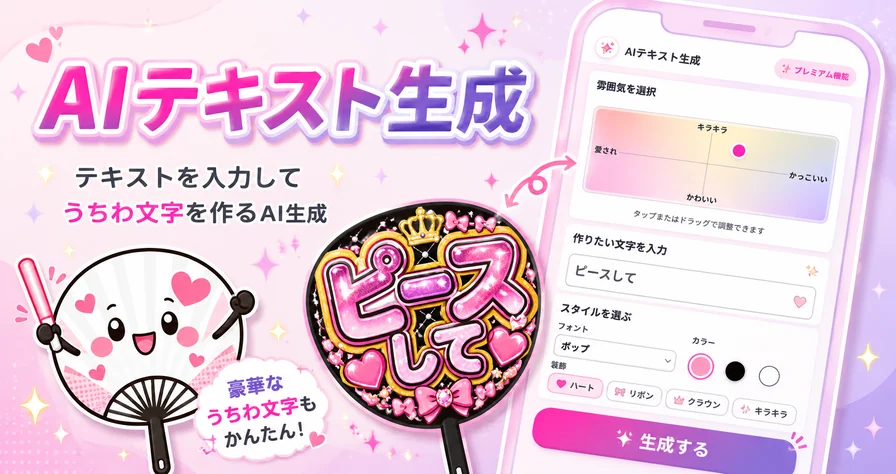 AIテキスト生成でうちわ文字を作る機能のイメージ